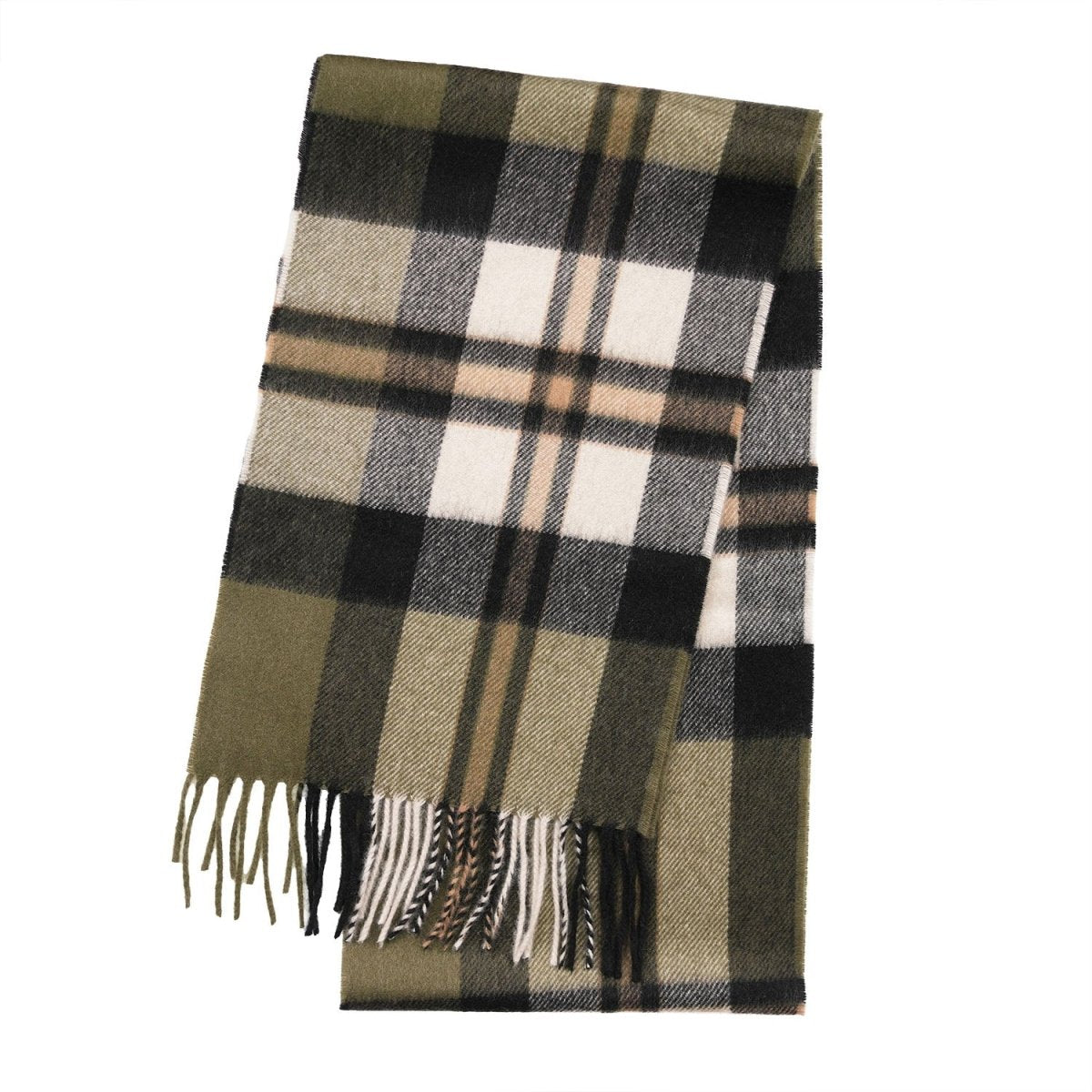 Tartan Weaving Mill 100% Pure Cashmere Scarf - Made in Scotland - Amplified Olive - Heritage Of Scotland -
