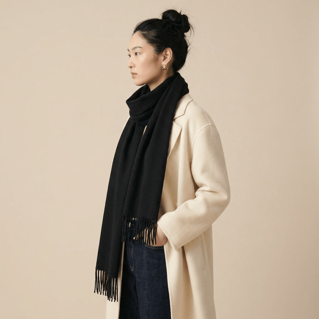 Tartan Weaving Mill 100% Pure Cashmere Scarf - Made in Scotland - Black - Heritage Of Scotland -