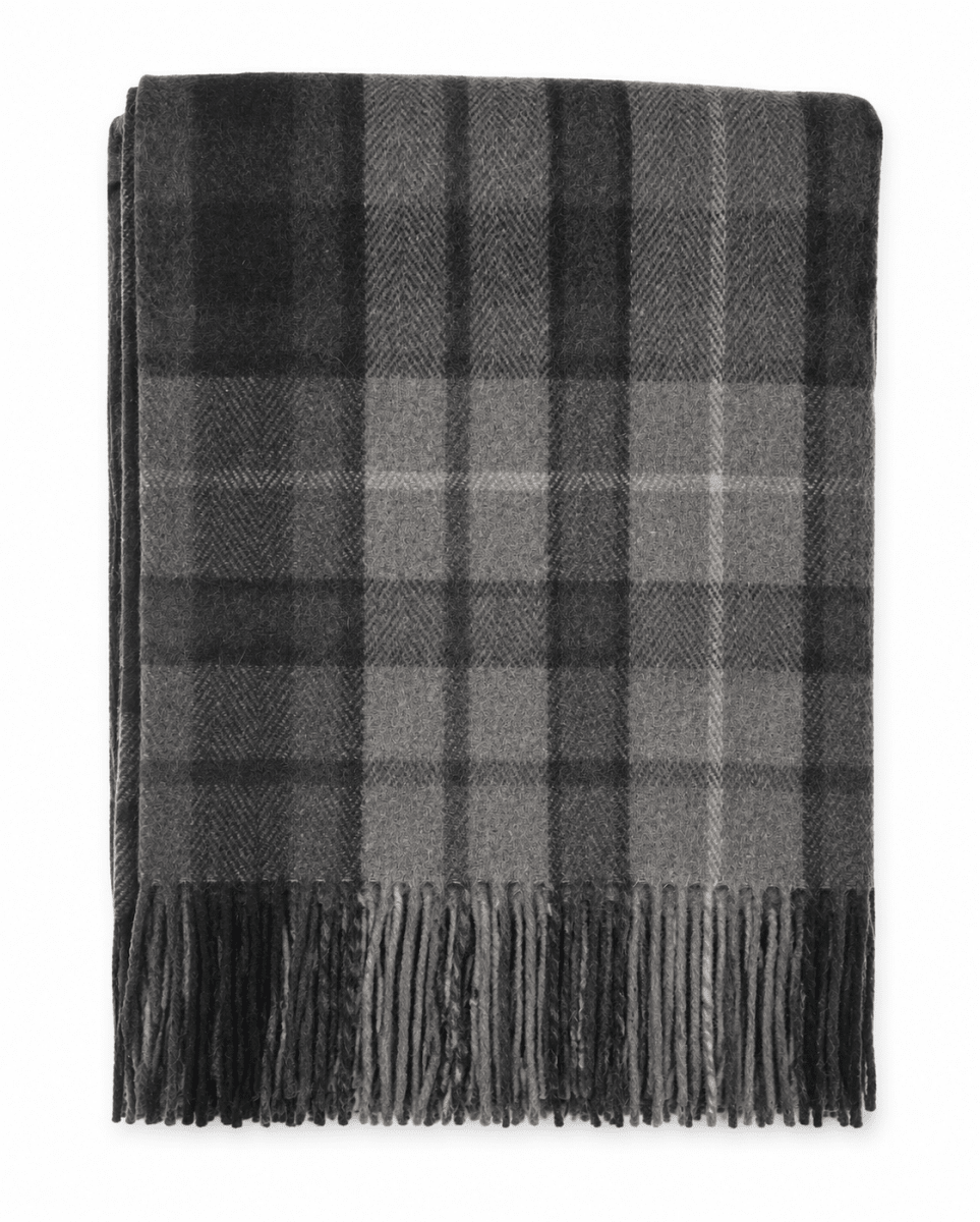 Tartan Wool Blend Blanket Throw – Soft Plaid Sofa & Bed Blanket - Buchanan Grey - Heritage Of Scotland -