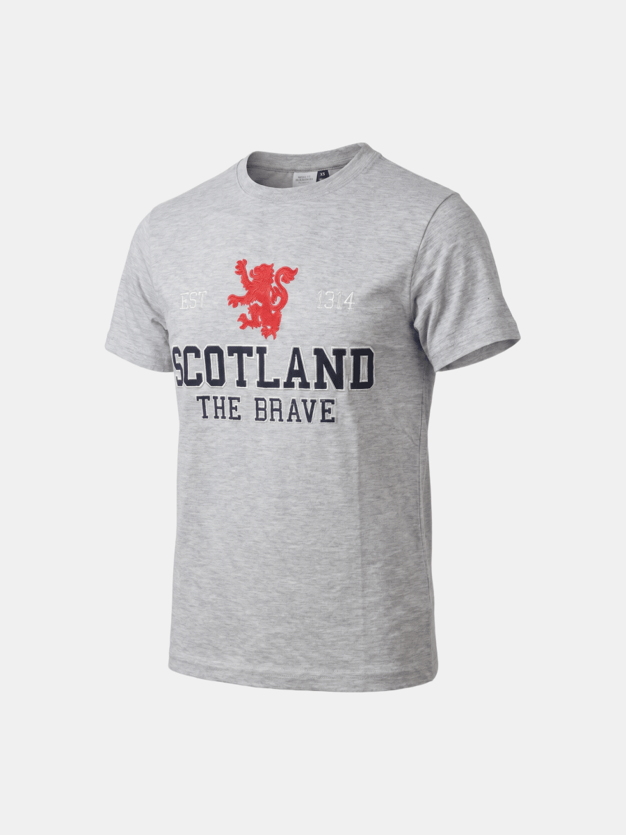 Unisex Scotland Est 1314 The Brave Applique T-Shirt Grey - Heritage Of Scotland - XS