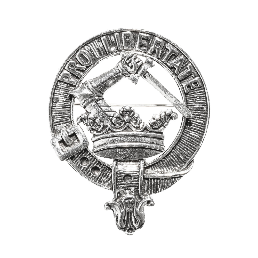 Wallace Clan Badge, Kilt Pin, Lapel Pin, Cufflinks, Keyring/Key Fob & Gift Set — Fine Pewter by Art Pewter — Made in Scotland (Shiny Finish) - Heritage Of Scotland - Badge