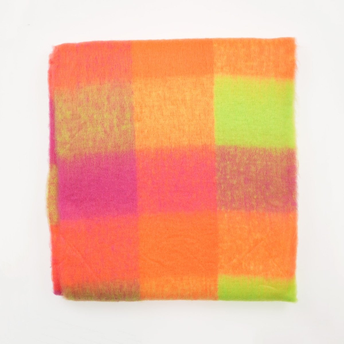 Women’s Soft Check Scarf – Oversized Plaid Winter Wrap with Tassel Fringe - Neon Check - Heritage Of Scotland -