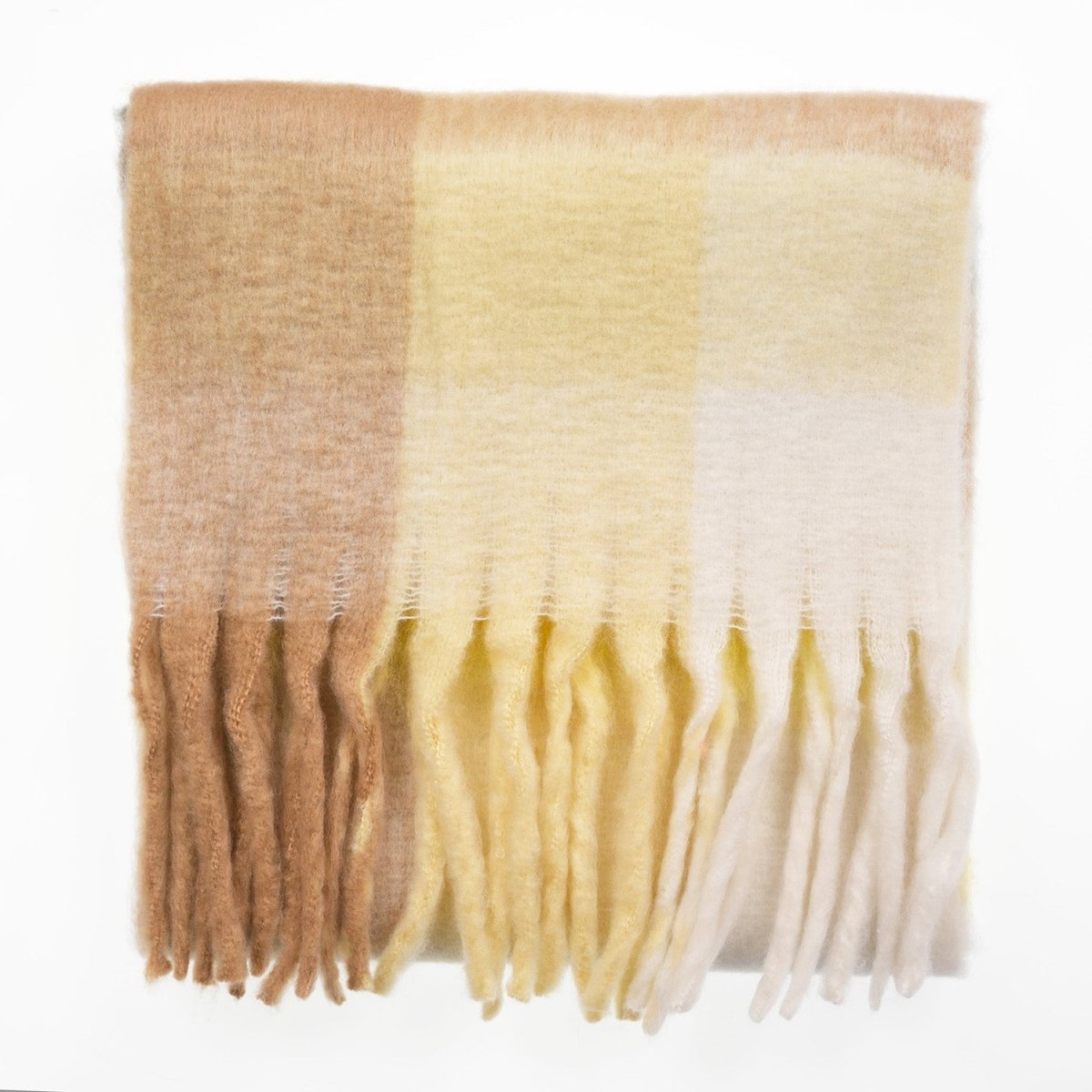 Women’s Soft Check Scarf – Oversized Plaid Winter Wrap with Tassel Fringe - Orche Check - Heritage Of Scotland -