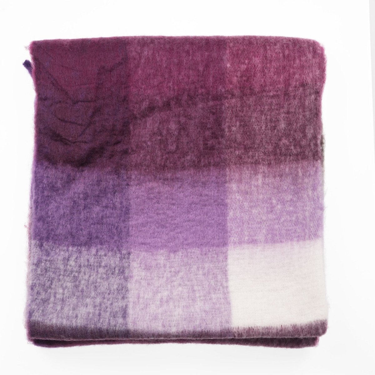 Women’s Soft Check Scarf – Oversized Plaid Winter Wrap with Tassel Fringe - Purple Check - Heritage Of Scotland -
