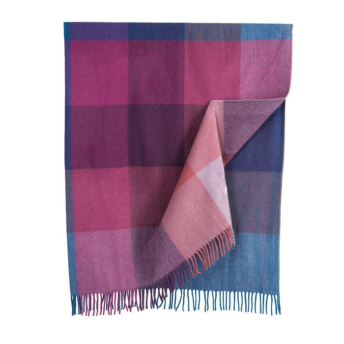 Woodside Check Blanket – Turquoise & Pink Plaid Throw - Heritage Of Scotland - TURQUOISE