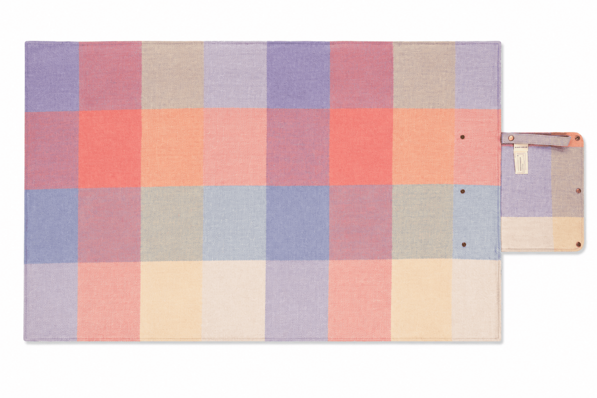 Woodside Check Foldaway Picnic Blanket With Carry Strap - Pastel - Heritage Of Scotland -