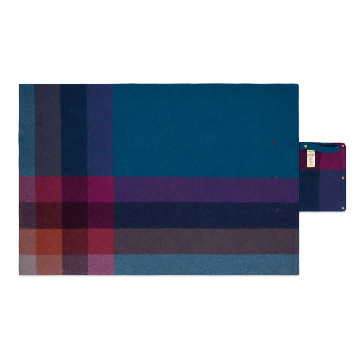 Woodside Check Foldaway Picnic Blanket With Carry Strap - Turquoise - Heritage Of Scotland -