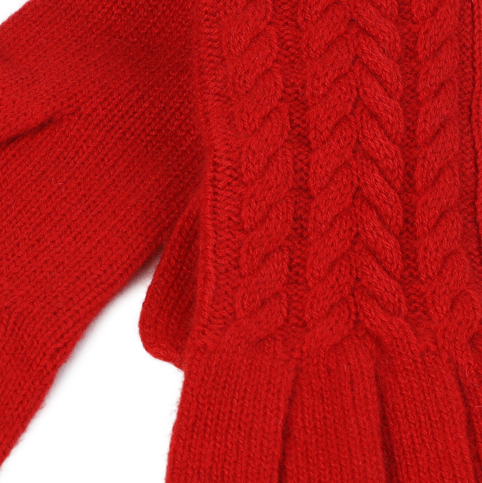100% Cashmere Ladies Cable Glove Cardinal - Heritage Of Scotland - CARDINAL