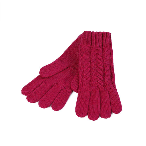 100% Cashmere Ladies Cable Glove Fuchsia - Heritage Of Scotland - FUCHSIA