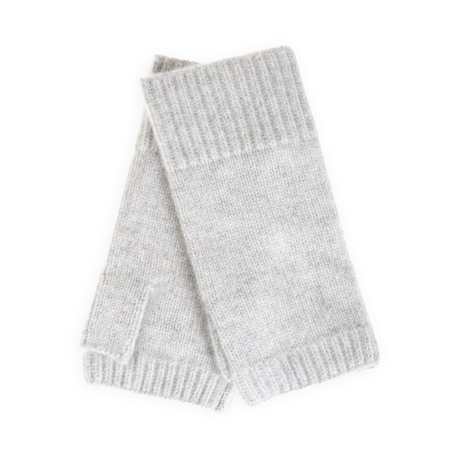 100% Cashmere Ladies Rib Wristlet Light Grey - Heritage Of Scotland - LIGHT GREY