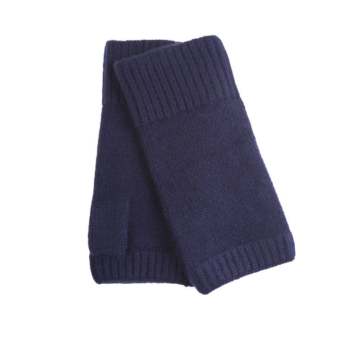 100% Cashmere Ladies Rib Wristlet Navy - Heritage Of Scotland - NAVY
