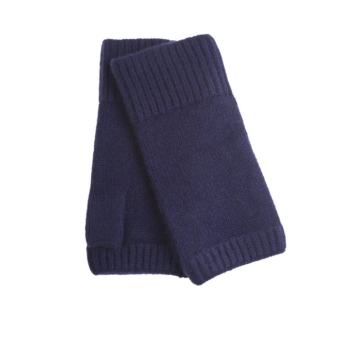 100% Cashmere Ladies Rib Wristlet Navy - Heritage Of Scotland - NAVY
