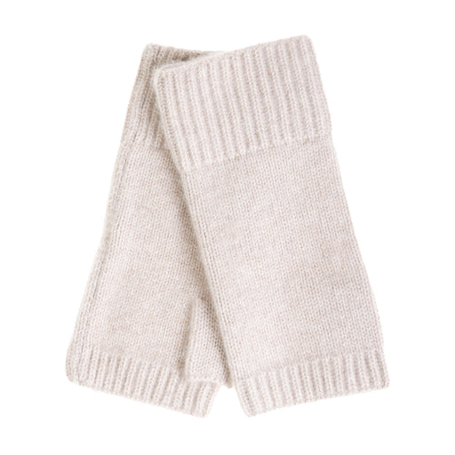 100% Cashmere Ladies Rib Wristlet Sand Beige - Heritage Of Scotland - SAND BEIGE