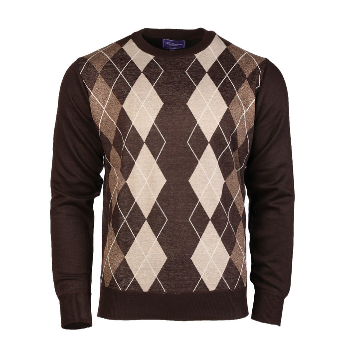 Men's Argyle Ballantrae Jumper Crew Nec Dark Brown