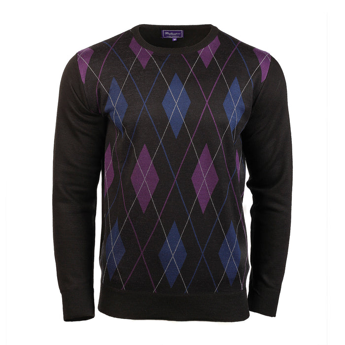 Men's Argyle Ballantrae Jumper Crew Neck Black