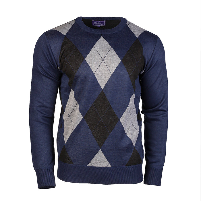 Men's Argyle Ballantrae Jumper Crew Nec Turquoise