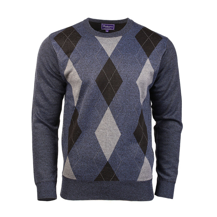 Men's Argyle Ballantrae Jumper Crew Nec Blue Melange