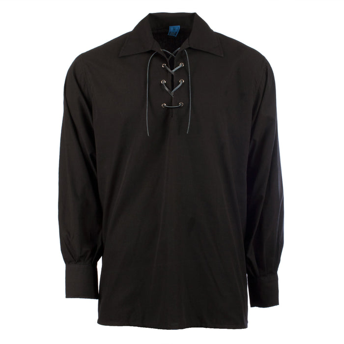 Gents Scottish Ghillie Kilt Shirt Black