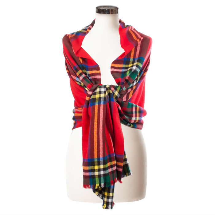 Brushed Tartan Cotton Scarf Stewart Royal