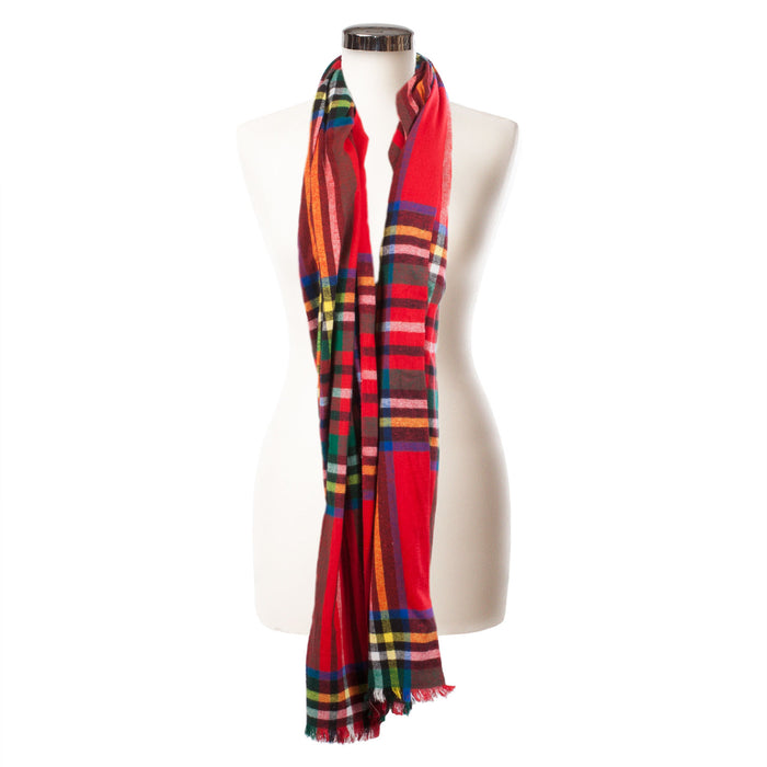 Brushed Tartan Cotton Scarf Stewart Royal