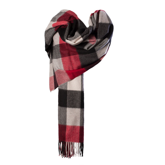 Cashmere Tartan Stole Cubes Red