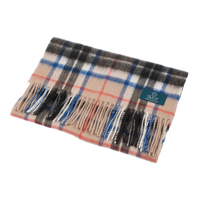 Lambswool Scottish Tartan Clan Scarf  Thomson Camel