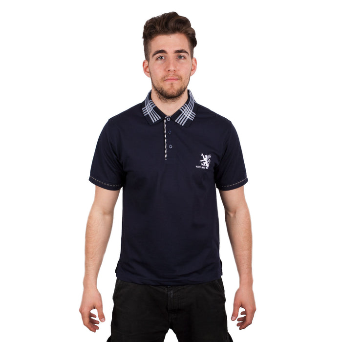 Adults Scotland Rampant Lion Polo Shirt Navy