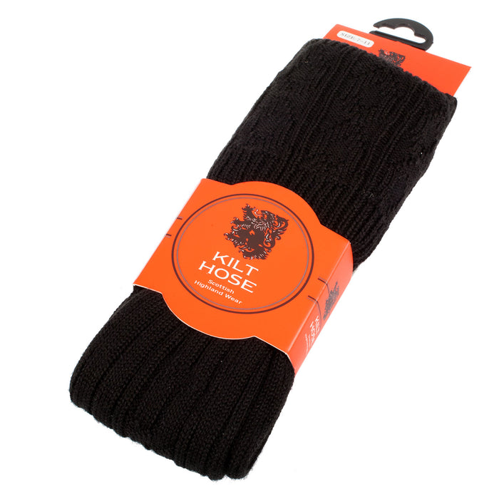 Adults 50% Plain Wool Kilt Socks Plain Black