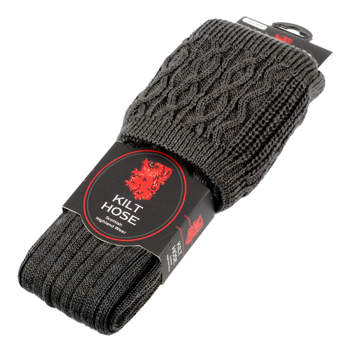 Adults 10% Plain Wool Kilt Socks Charcoal