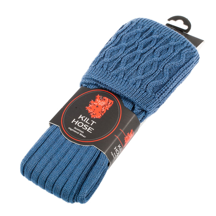 Adults 50% Plain Wool Kilt Socks Lovat Blue