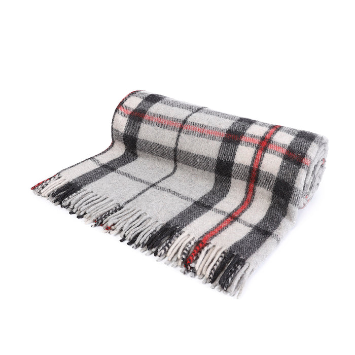Highland Wool Blend Tartan Blanket / Throw Extra Warm Thomson Grey