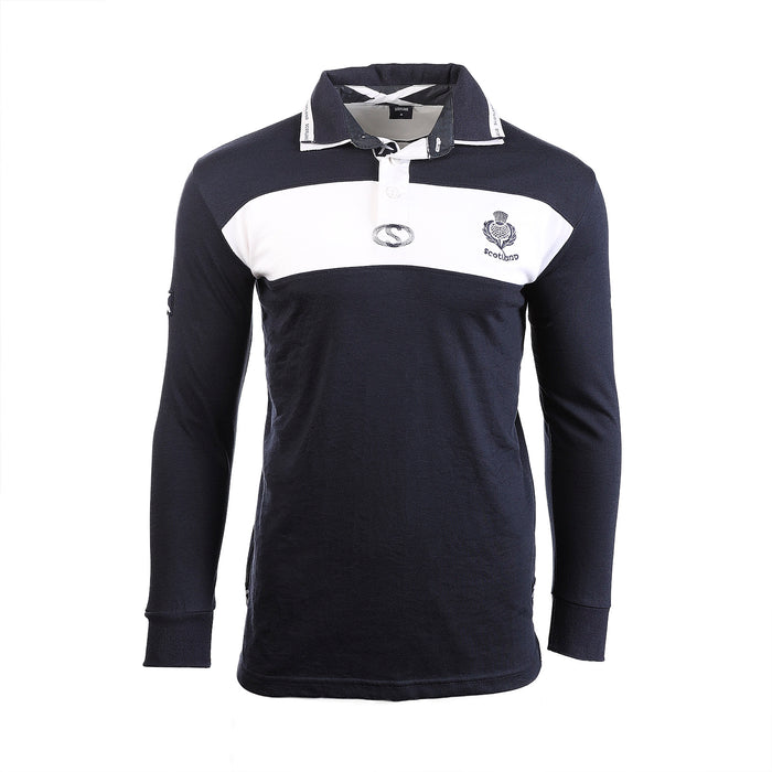 Gents Scotland Rugby Shirt Long Sleeve Navy/White