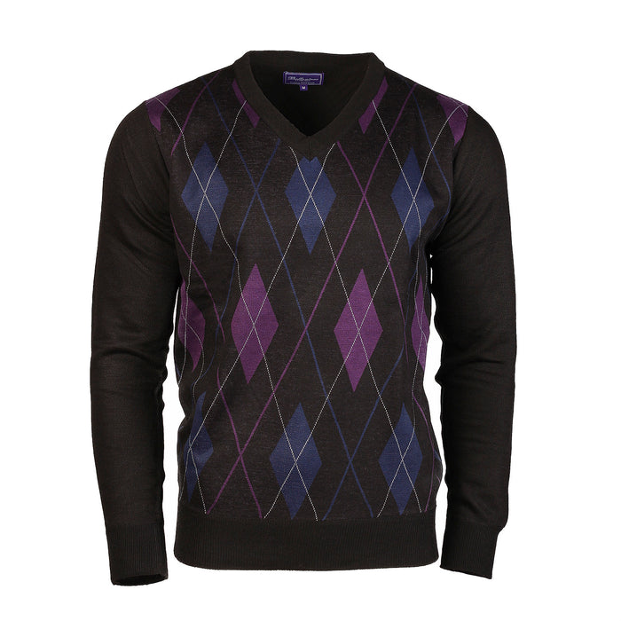 Men's Argyle Ballantrae V-Neck Jumper Black