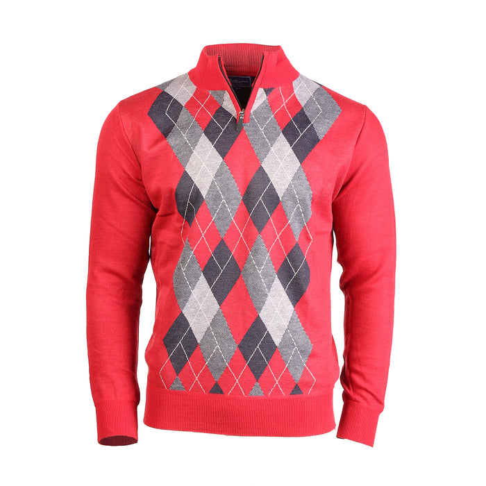 Men's Argyle Ballantrae Jumper Half Zip Red