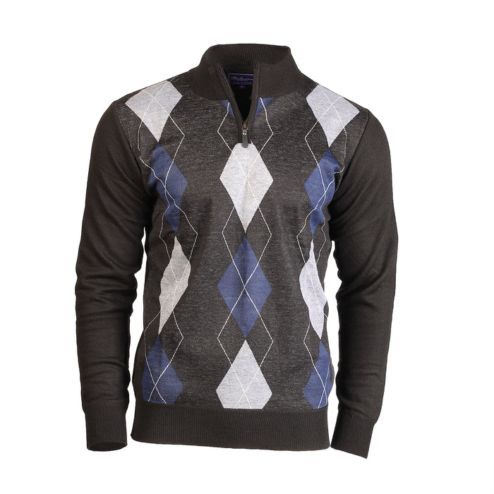 Men's Argyle Ballantrae Jumper Half Zip Black