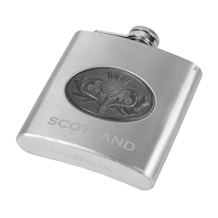 Thistle Emblem 6oz Scotland Hip Flask/1oz Shot Glass