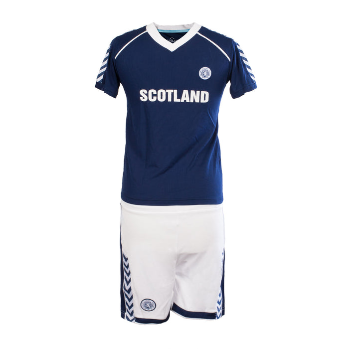 Kids Plain Scotland Football Kit Top & Shorts Set Navy