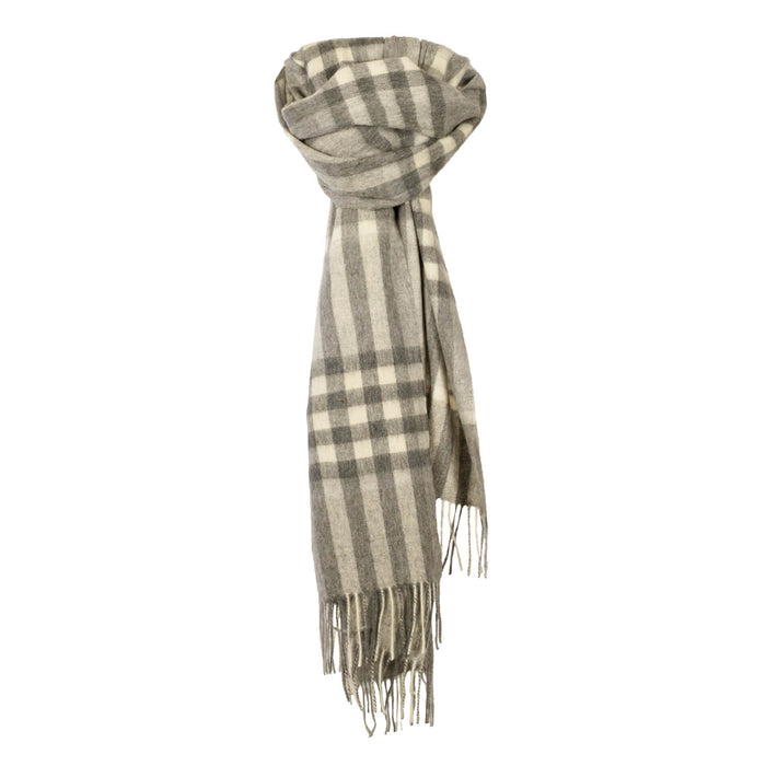 90/10 Tartan Cashmere Blanket Scarf Grey