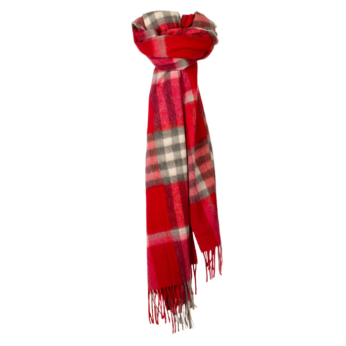 90/10 Tartan Cashmere Blanket Scarf Red