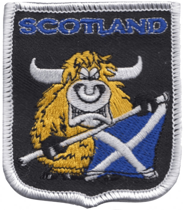 Scotland Highland Coo/Flag Emb Badge