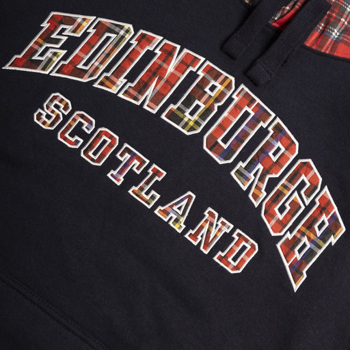 Adult Hoodie Edin/Scotland Tartan Sleeve - Heritage Of Scotland - NAVY