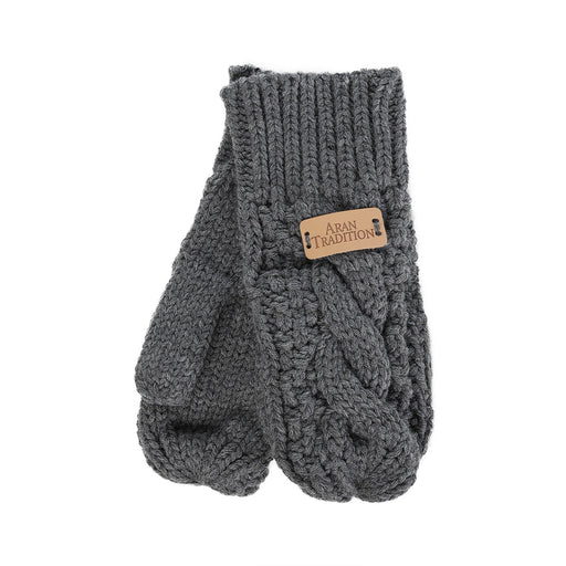 Aran Cable Mitts - Heritage Of Scotland - Grey
