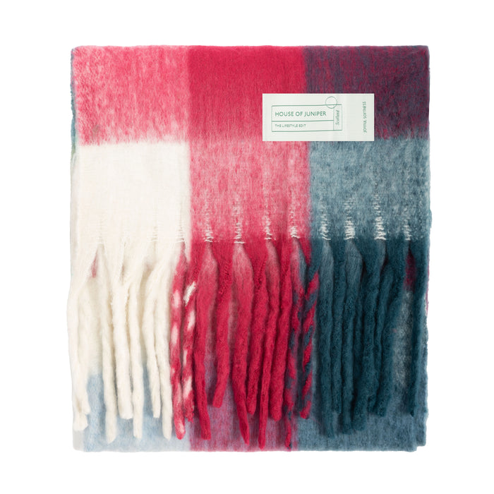Blanket Scarf Burgandy Check - Heritage Of Scotland - BURGANDY CHECK