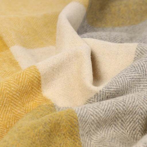 Block Check Herringbone Blanket Natural Ochre - Heritage Of Scotland - NATURAL OCHRE