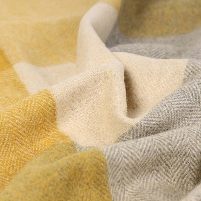 Block Check Herringbone Blanket Natural Ochre - Heritage Of Scotland - NATURAL OCHRE