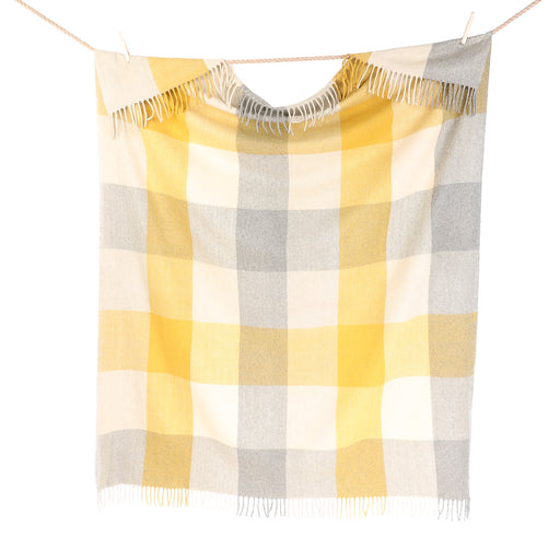 Block Check Herringbone Blanket Natural Ochre - Heritage Of Scotland - NATURAL OCHRE