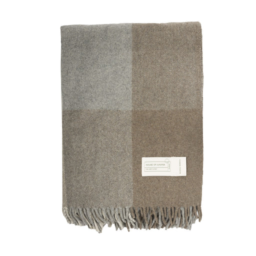 Block Check Herringbone Knee Blanket Grey Ochre - Heritage Of Scotland - GREY OCHRE