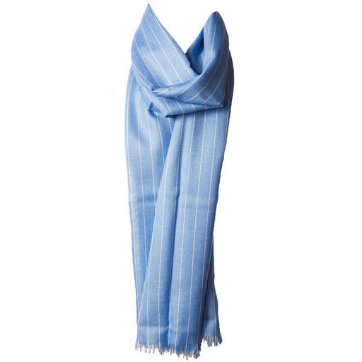 Cashmere/ Silk Pinstripe Lightweight Stole Bright Blue - Heritage Of Scotland - BRIGHT BLUE