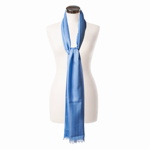 Cashmere/ Silk Pinstripe Lightweight Stole Bright Blue - Heritage Of Scotland - BRIGHT BLUE