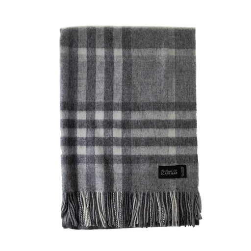 Chequer Cashmere Blend Blanket Grey - Heritage Of Scotland - GREY
